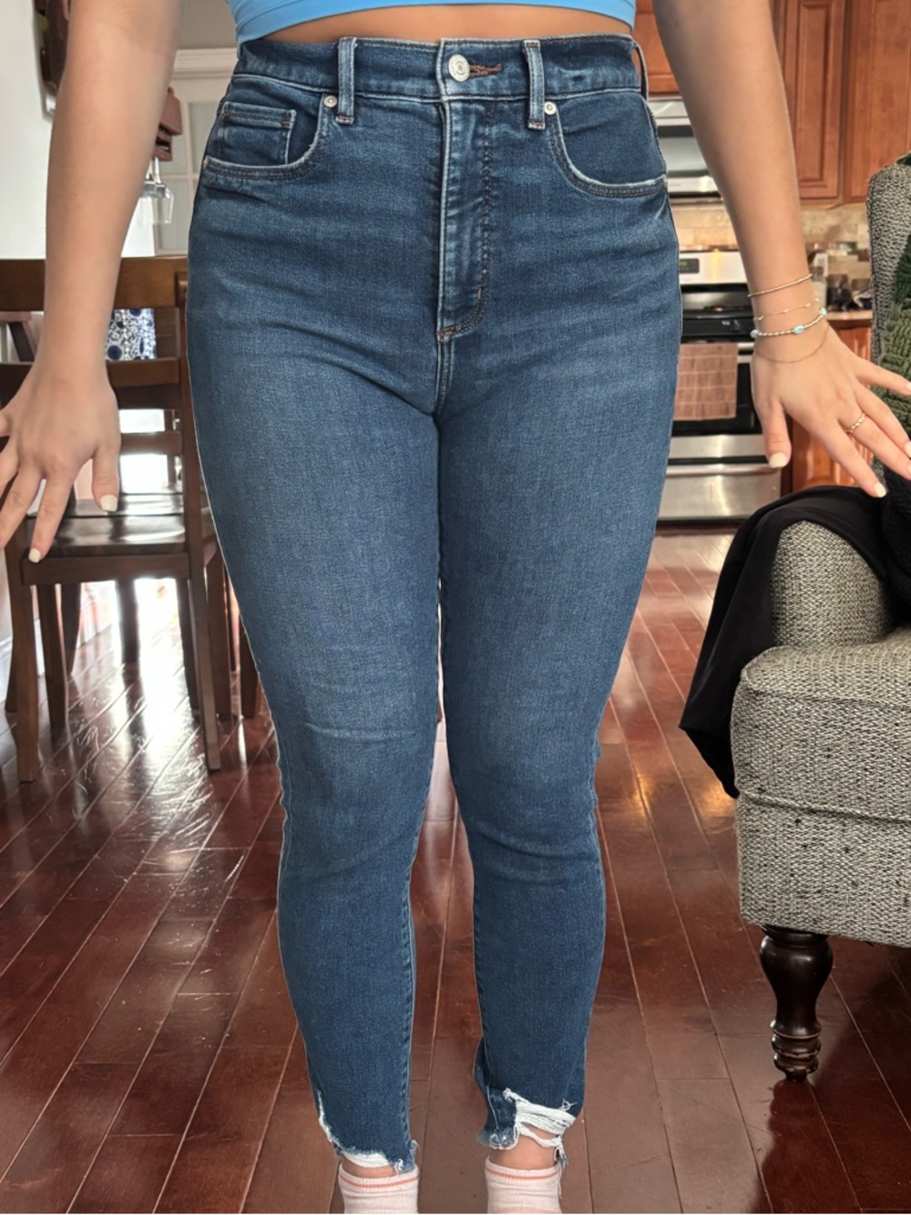 LOFT High-Rise Medium Blue Skinny Jeans